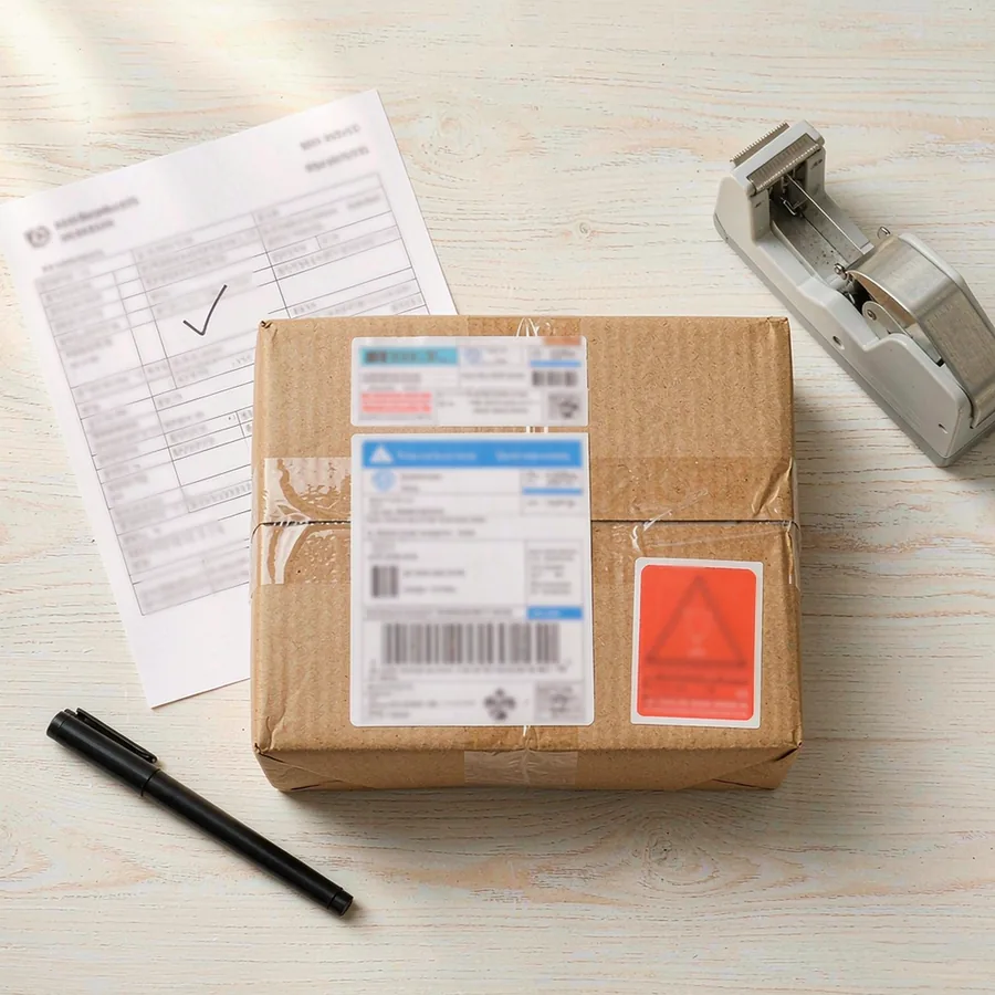 Parcels packed and ready to ship from the PING SUPPLY bench